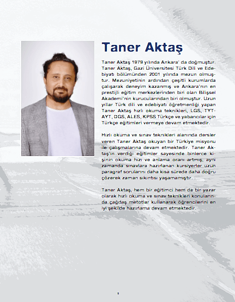 Taner Aktaş Bilişssel Hızlı Okuma Kitabı Yazarı